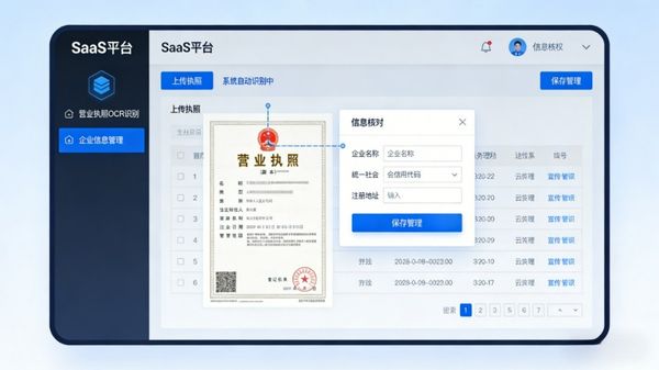 SaaS平台营业执照自动录入识别场景