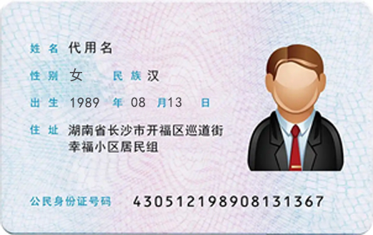 身份证正面识别示例